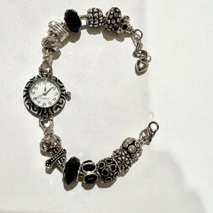 BLACK EUROPEAN BEADED WATCH